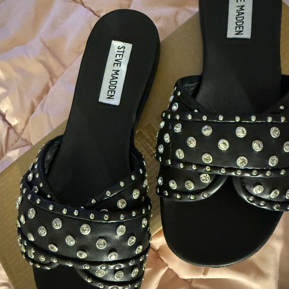 Steve Madden Black and Silver Studded Sandals - Picture 1 of 6